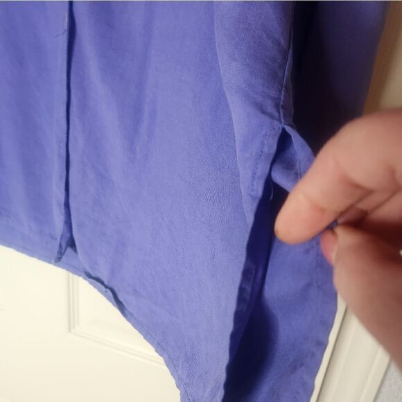 Melrose Silk Studio L 100% SILK Purple  Lngslvs Button Up Women’s Shirt Blouse - Picture 4 of 5